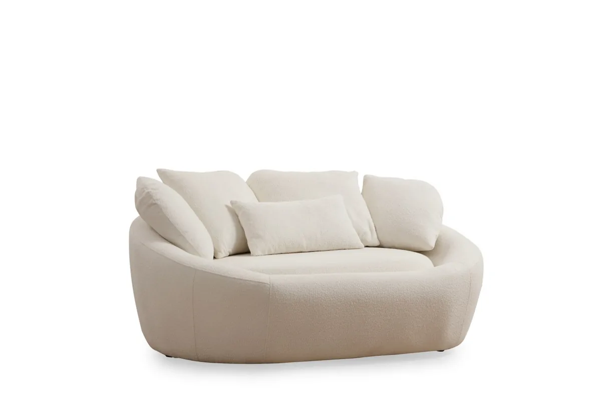 Canapea 2 Locuri Salvador Midye Crem 155x120x67cm - imagine 3