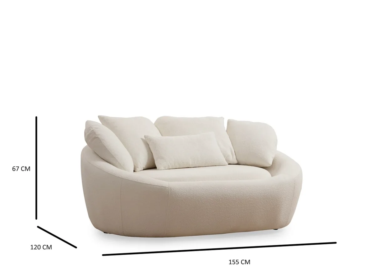 Canapea 2 Locuri Salvador Midye Crem 155x120x67cm - imagine 5