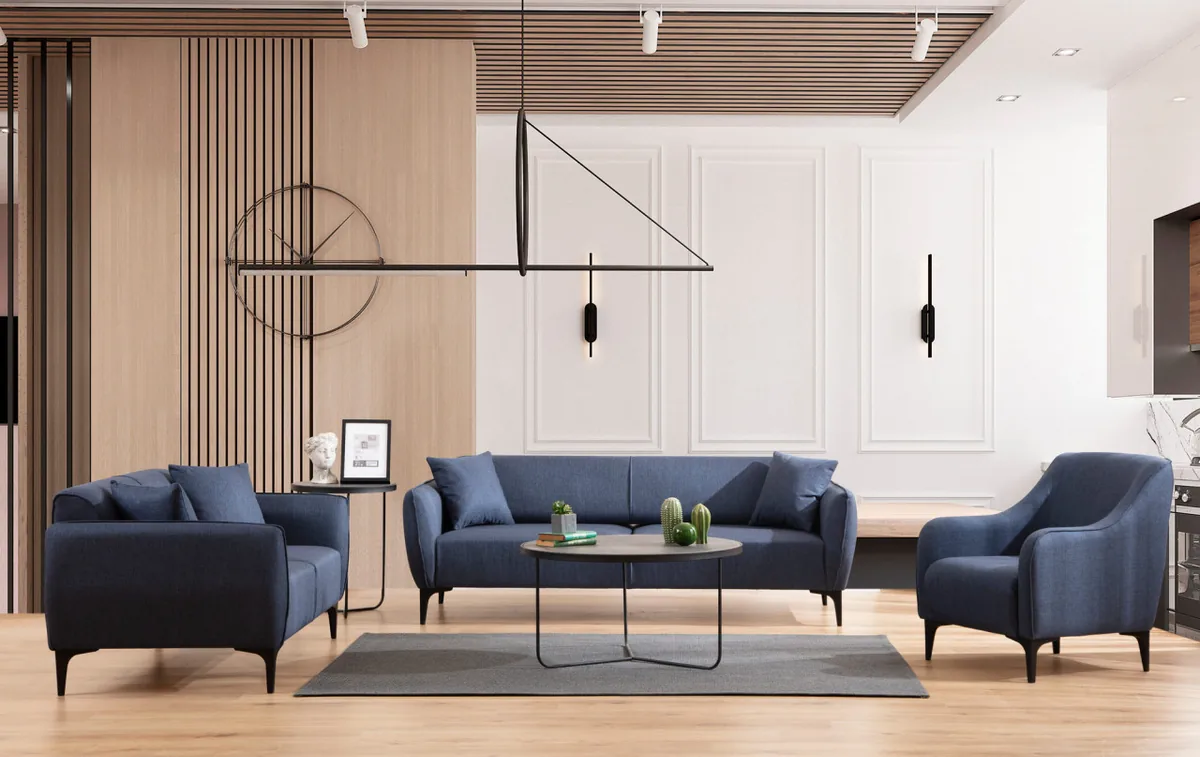 Canapea 2 Locuri Salvador Naura Bleumarin 185x55cm - imagine 2