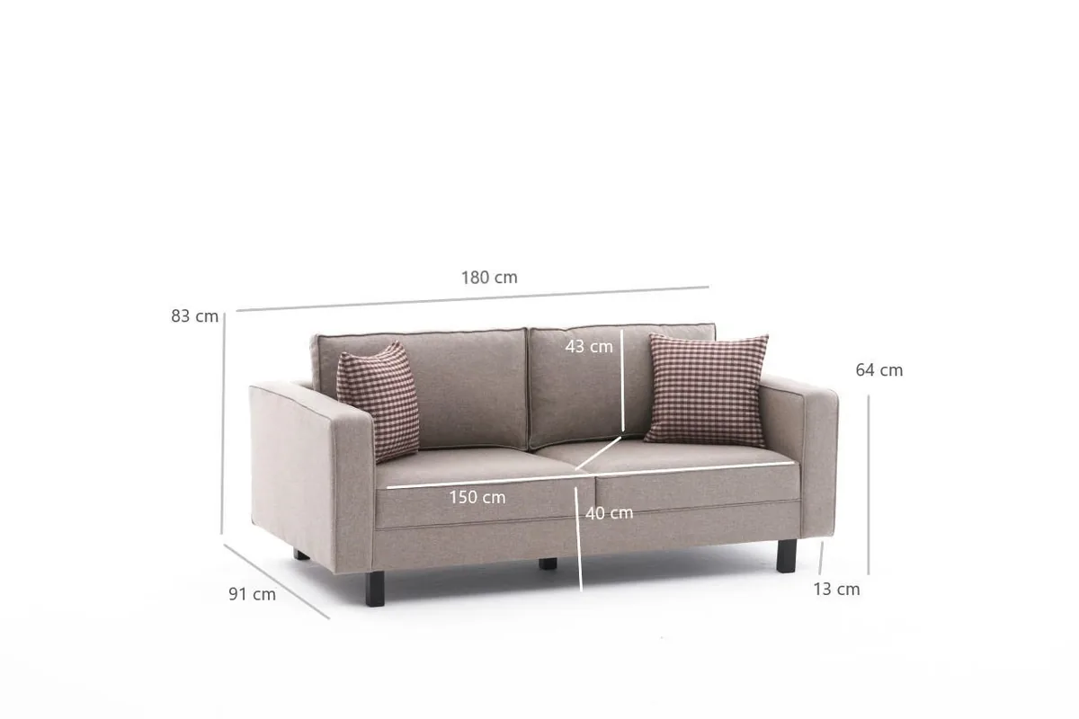 Canapea 2 Locuri Salvador Taher Gri 182cm - imagine 8