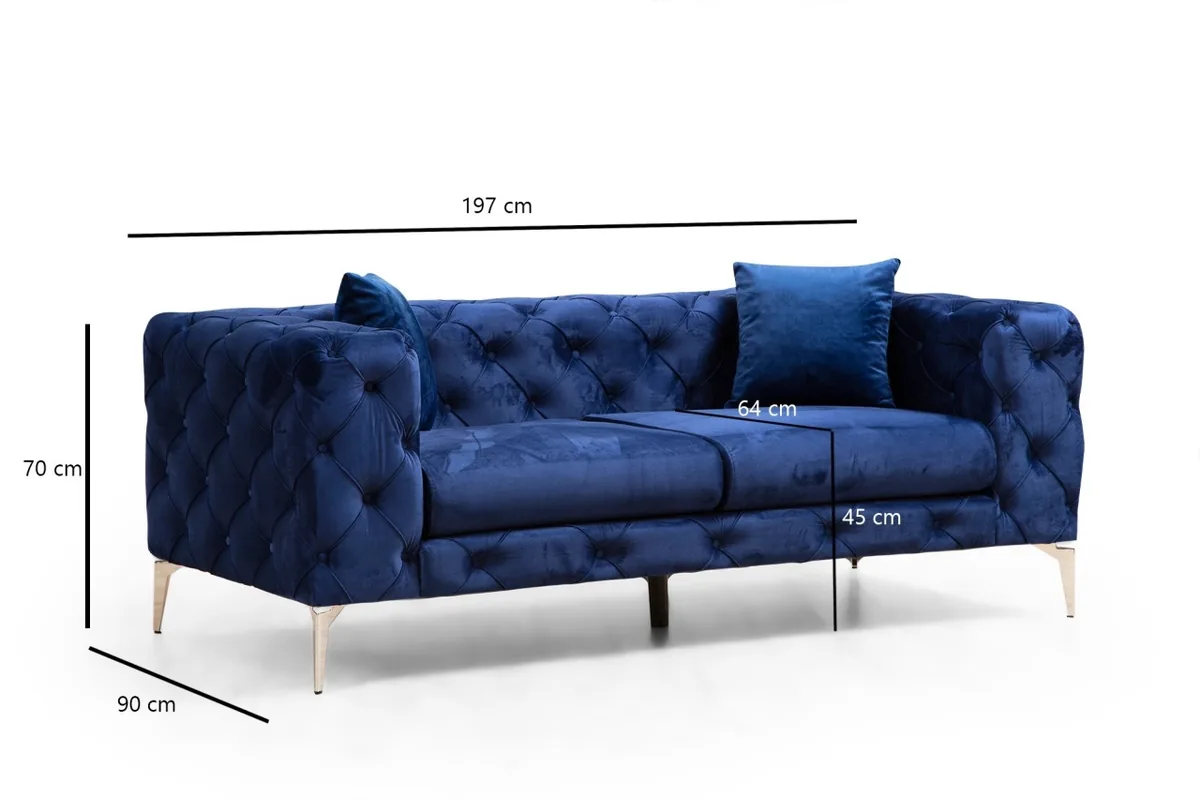 Canapea 2 Locuri Salvator Como Bleumarin 197x70x90 - imagine 8