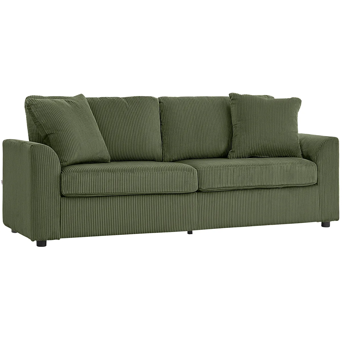 Canapea 3 Locuri Homcom 212cm cu 2 Perne Catifea Côtelată Verde
