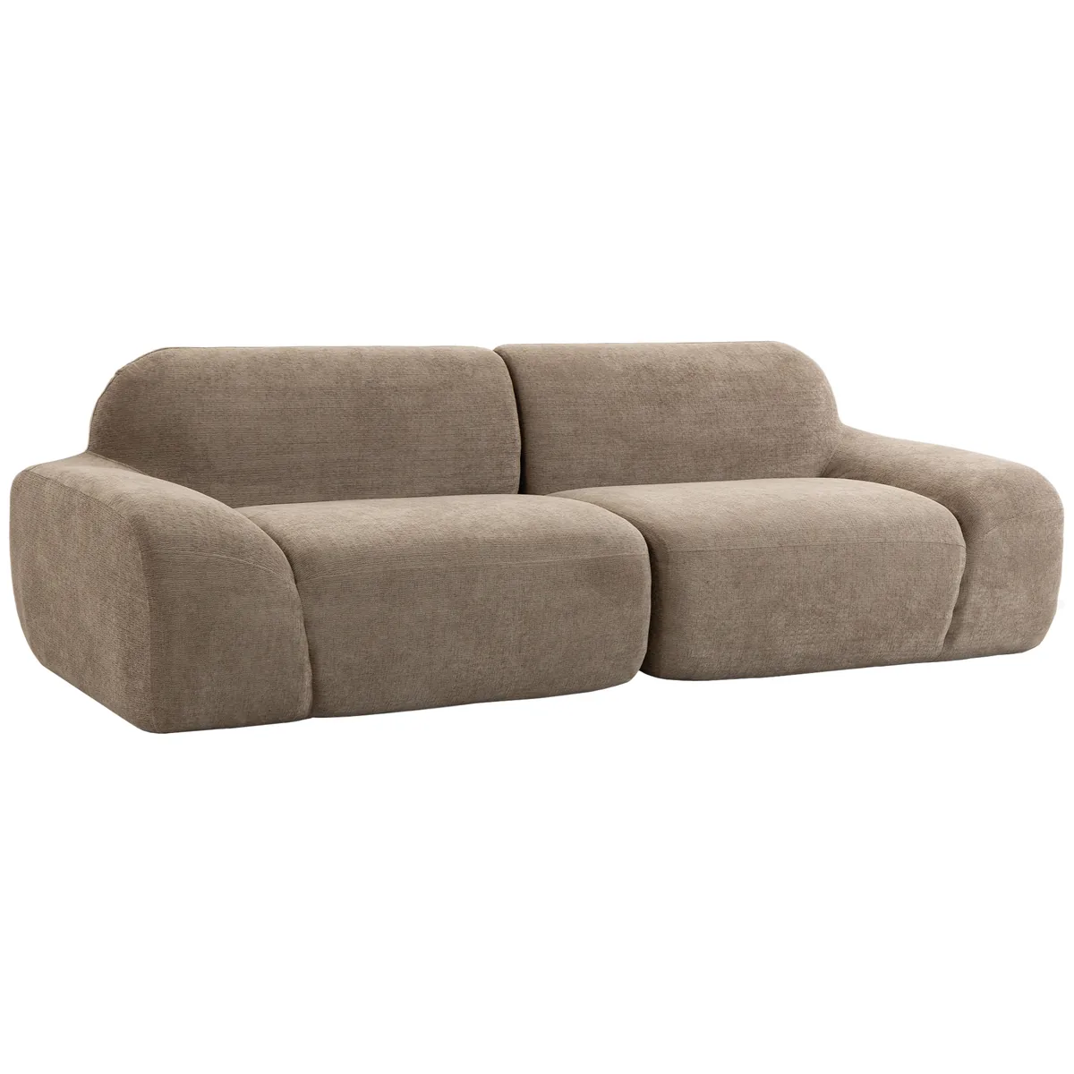 Canapea 3 Locuri Homcom Chenille 244cm Maro Deschis