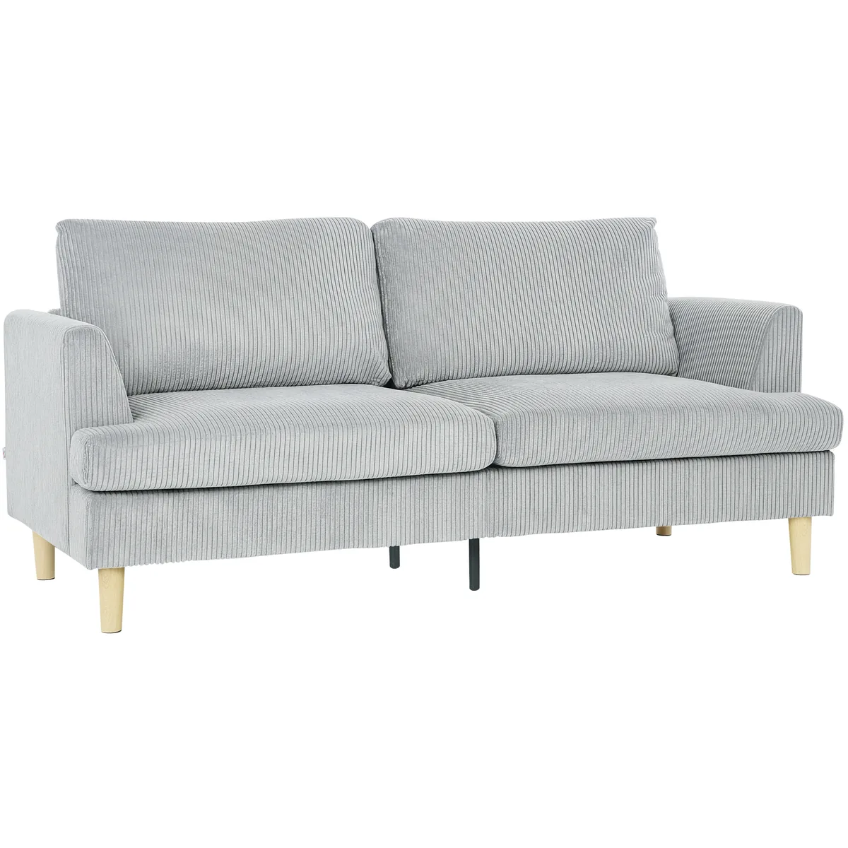 Canapea 3 Locuri Homcom Corduroy Gri Deschis