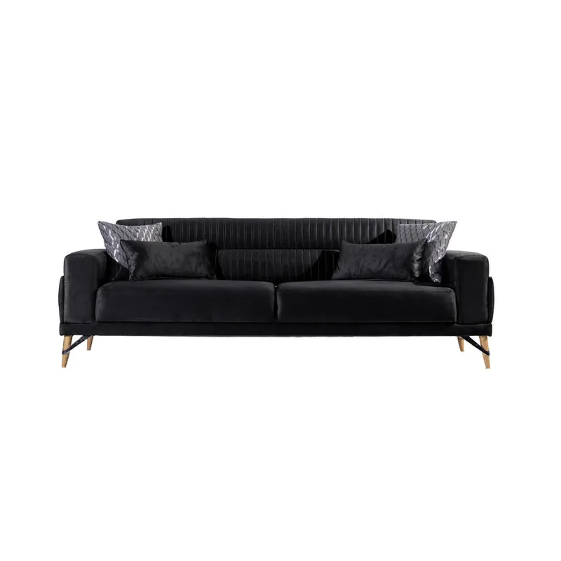 Canapea 3 Locuri Livetastic Catifea Negru cu Functie de Dormit