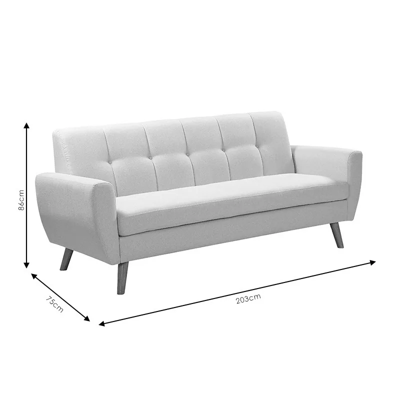 Canapea 3 Locuri Pako World Decency Textila Bej 203x75x86cm - imagine 5