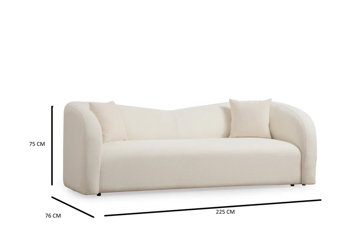 Canapea 3 Locuri Salvador Asos Crem 225x76x75cm - imagine 7