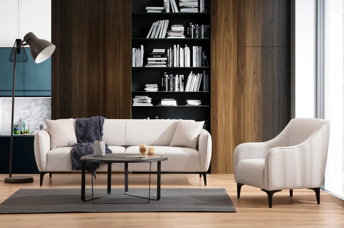 Canapea 3 Locuri Salvador Belissimo Bej 220x67x95 cm - imagine 3