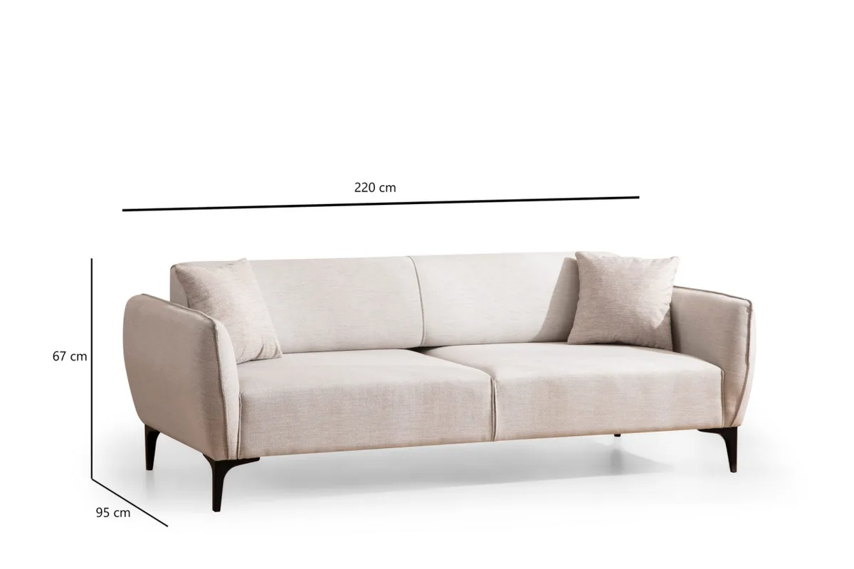Canapea 3 Locuri Salvador Belissimo Bej 220x67x95 cm - imagine 8
