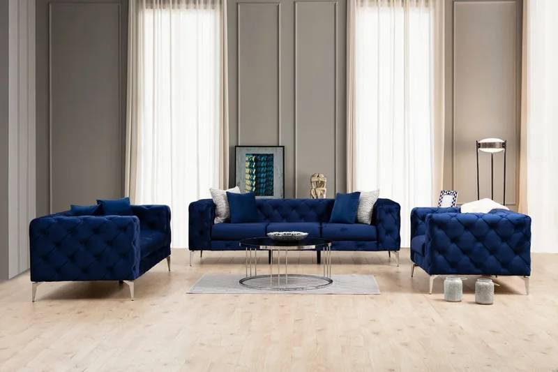 Canapea 3 Locuri Salvador Como Navy Albastru - imagine 6