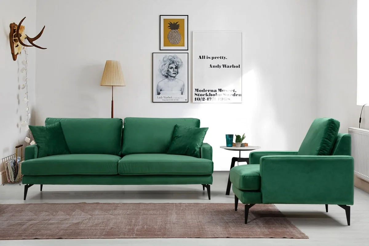 Canapea 3 Locuri Salvador Papira Verde 205x90x88cm - imagine 2