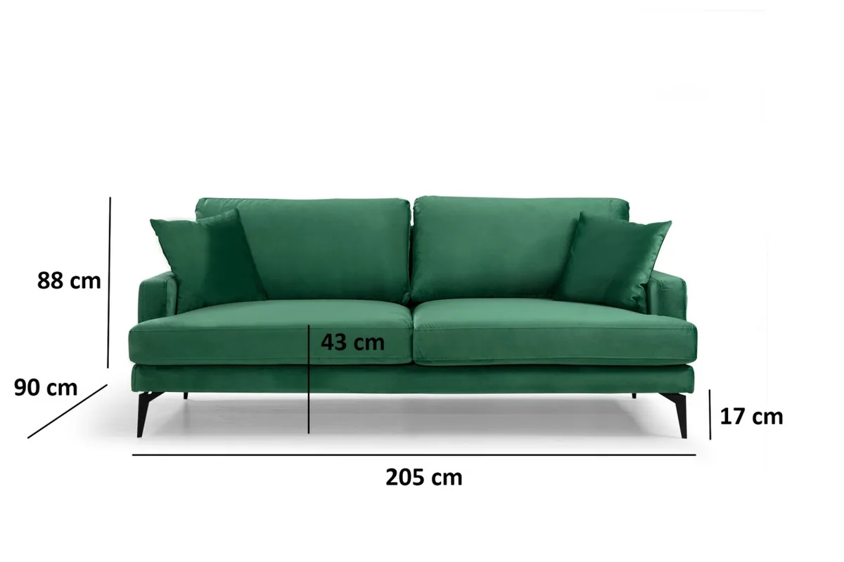 Canapea 3 Locuri Salvador Papira Verde 205x90x88cm - imagine 4