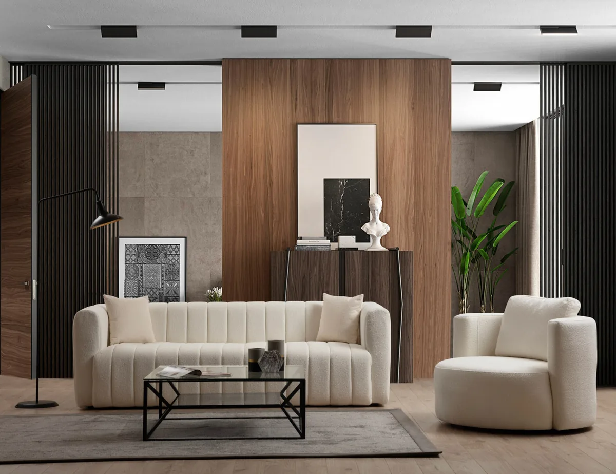 Canapea 3 Locuri Salvador Sana Crem 230x80cm - imagine 2