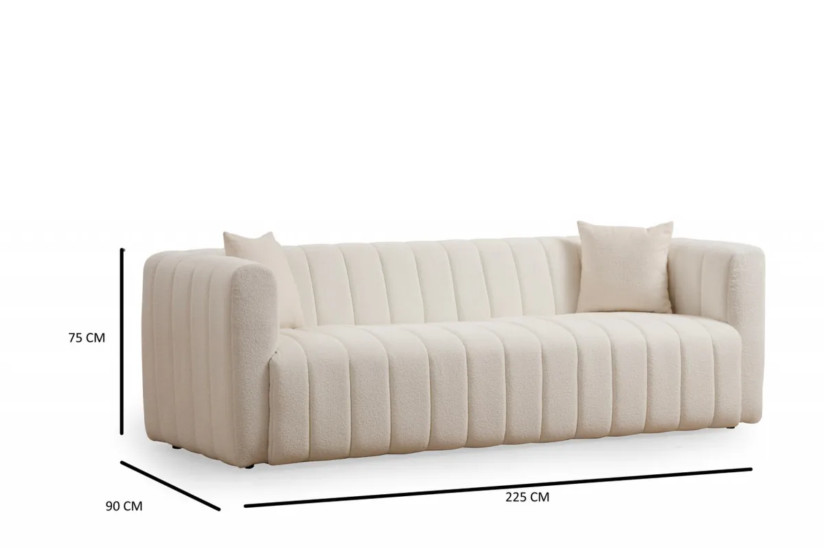 Canapea 3 Locuri Salvador Sana Crem 230x80cm - imagine 6
