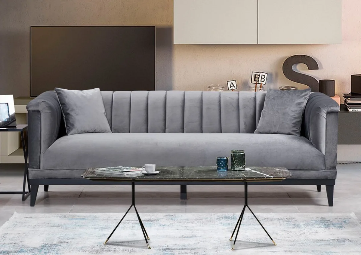 Canapea 3 Locuri Salvador Trendy Gri Inchis 225x79x89cm