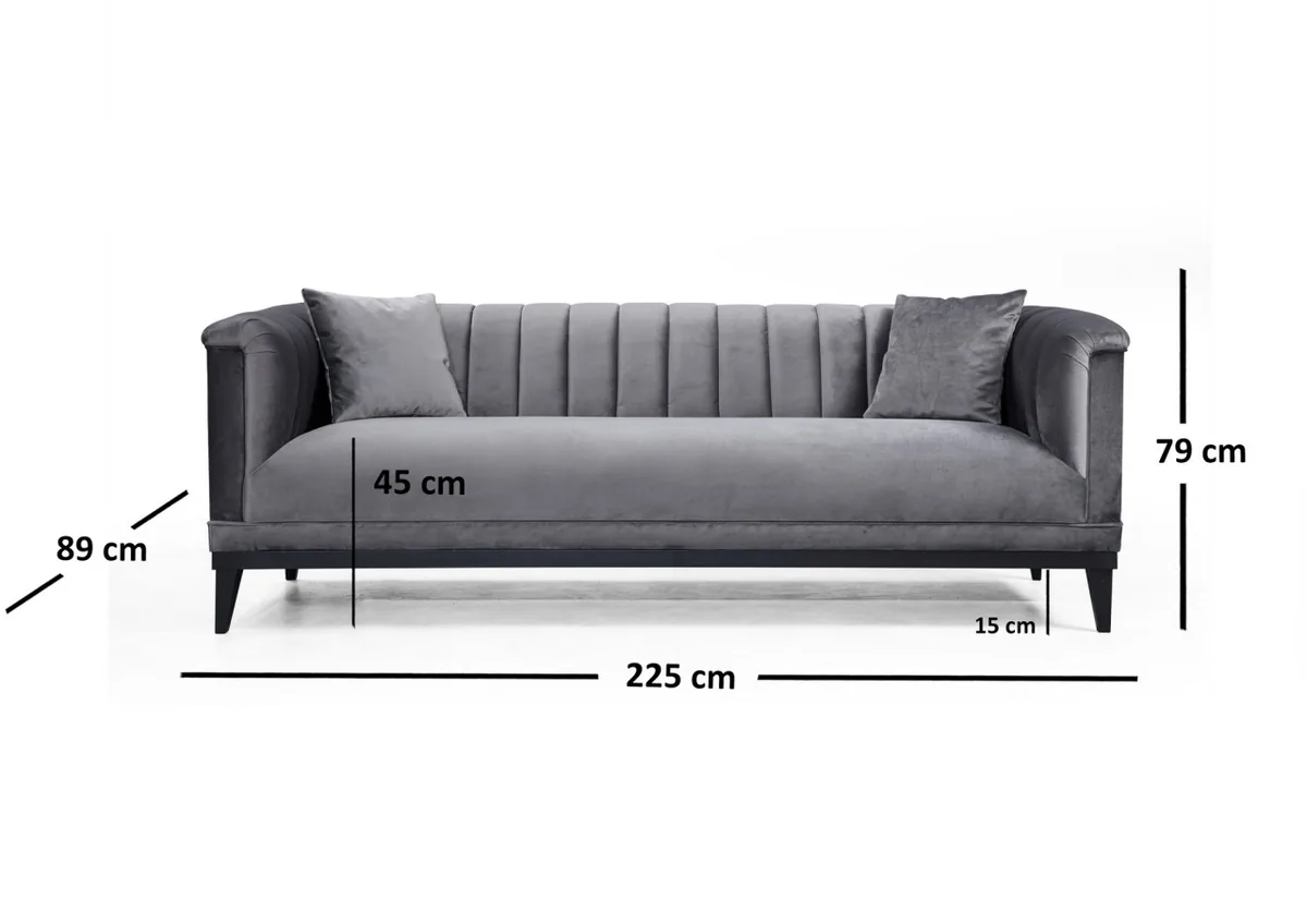 Canapea 3 Locuri Salvador Trendy Gri Inchis 225x79x89cm - imagine 4