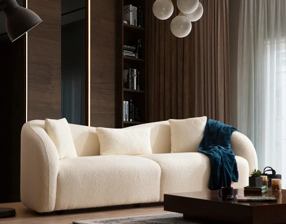 Canapea 3 Locuri Salvador Venedik Crem 236x76x91cm
