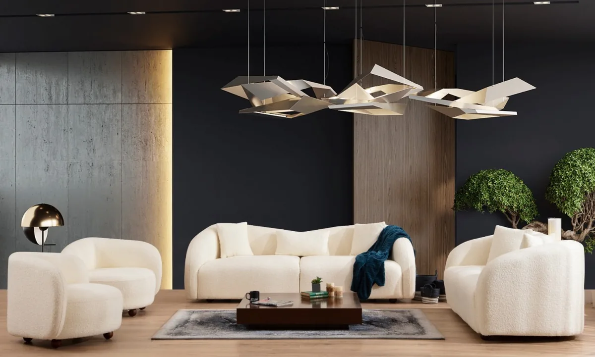 Canapea 3 Locuri Salvador Venedik Crem 236x76x91cm - imagine 3