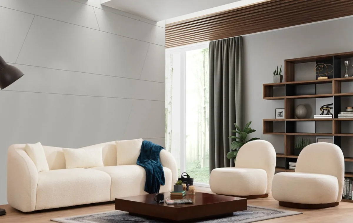 Canapea 3 Locuri Salvador Venedik Crem 236x76x91cm - imagine 6