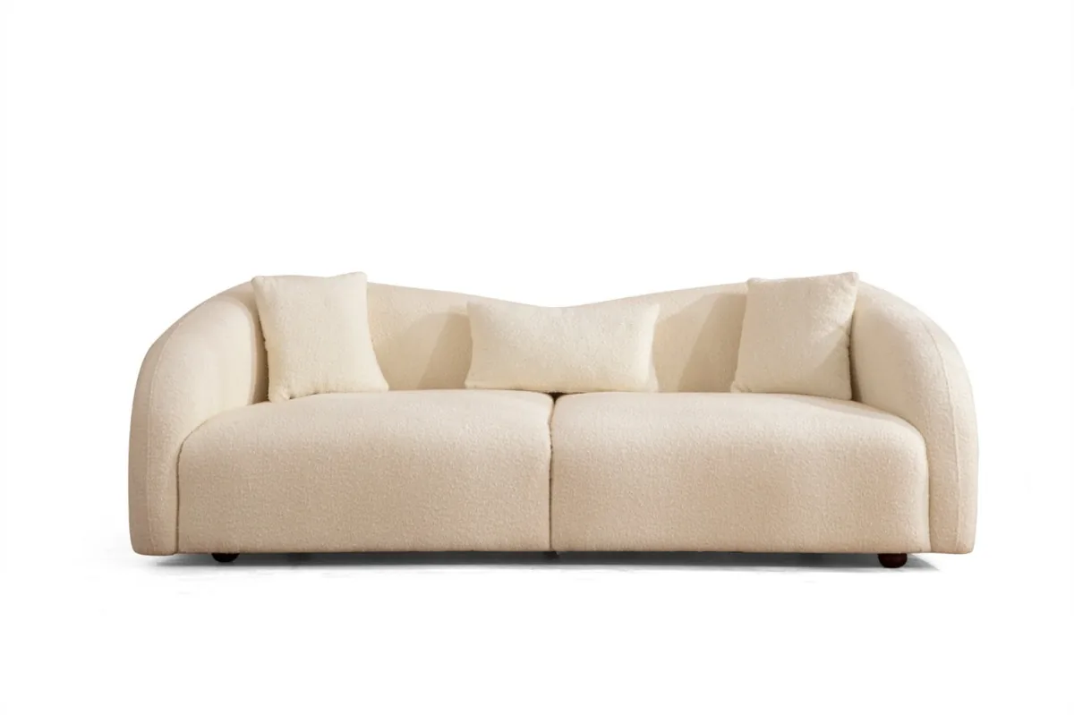 Canapea 3 Locuri Salvador Venedik Crem 236x76x91cm - imagine 9