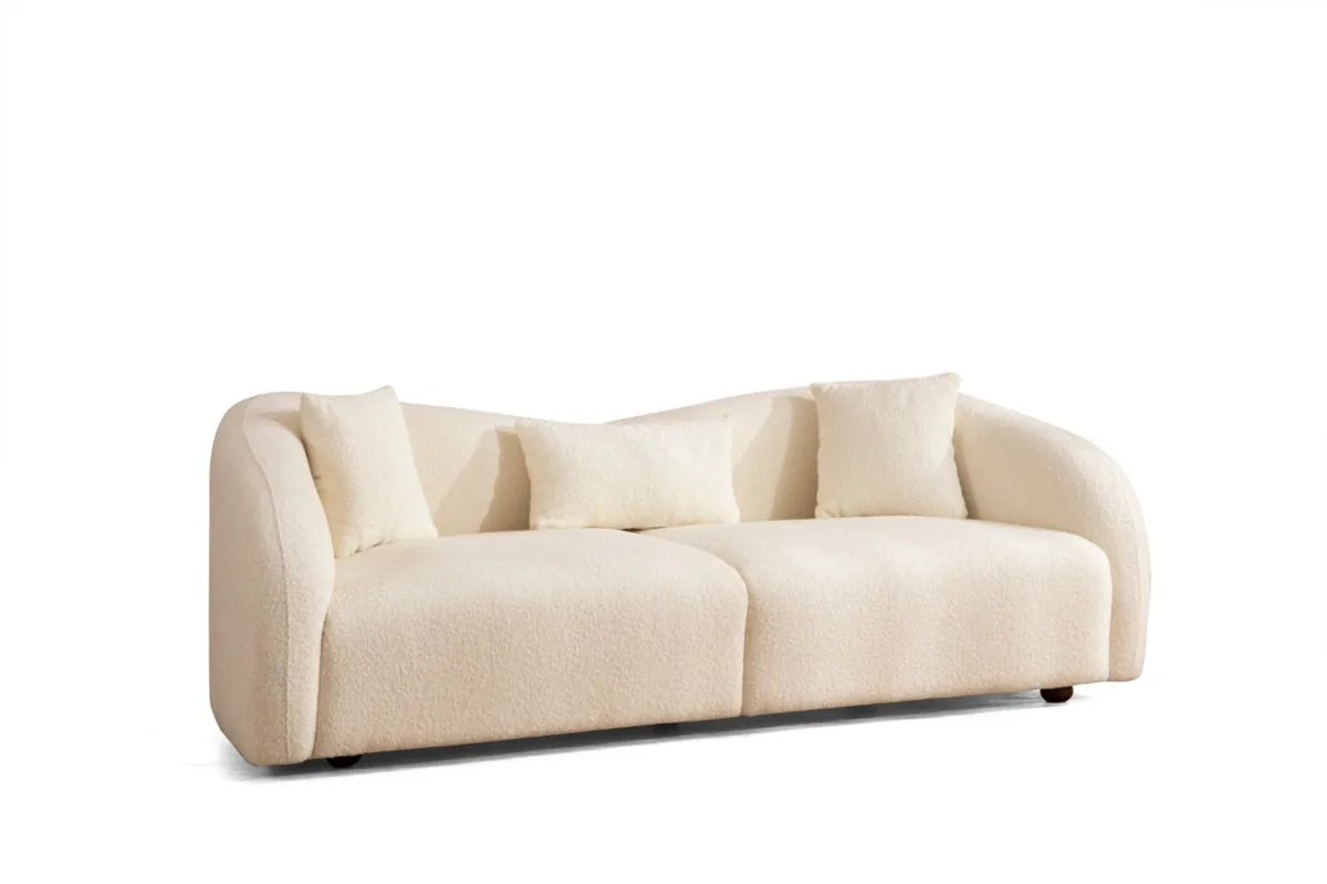 Canapea 3 Locuri Salvador Venedik Crem 236x76x91cm - imagine 10