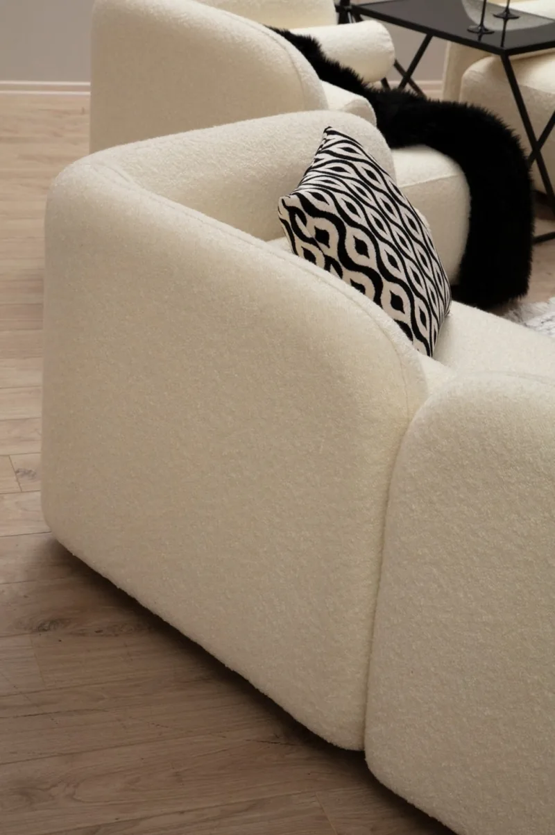 Canapea 3 Locuri Victoria Crem 228x74x90cm Salvador - imagine 3