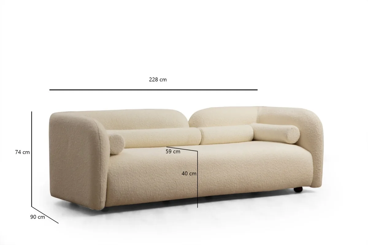 Canapea 3 Locuri Victoria Crem 228x74x90cm Salvador - imagine 6