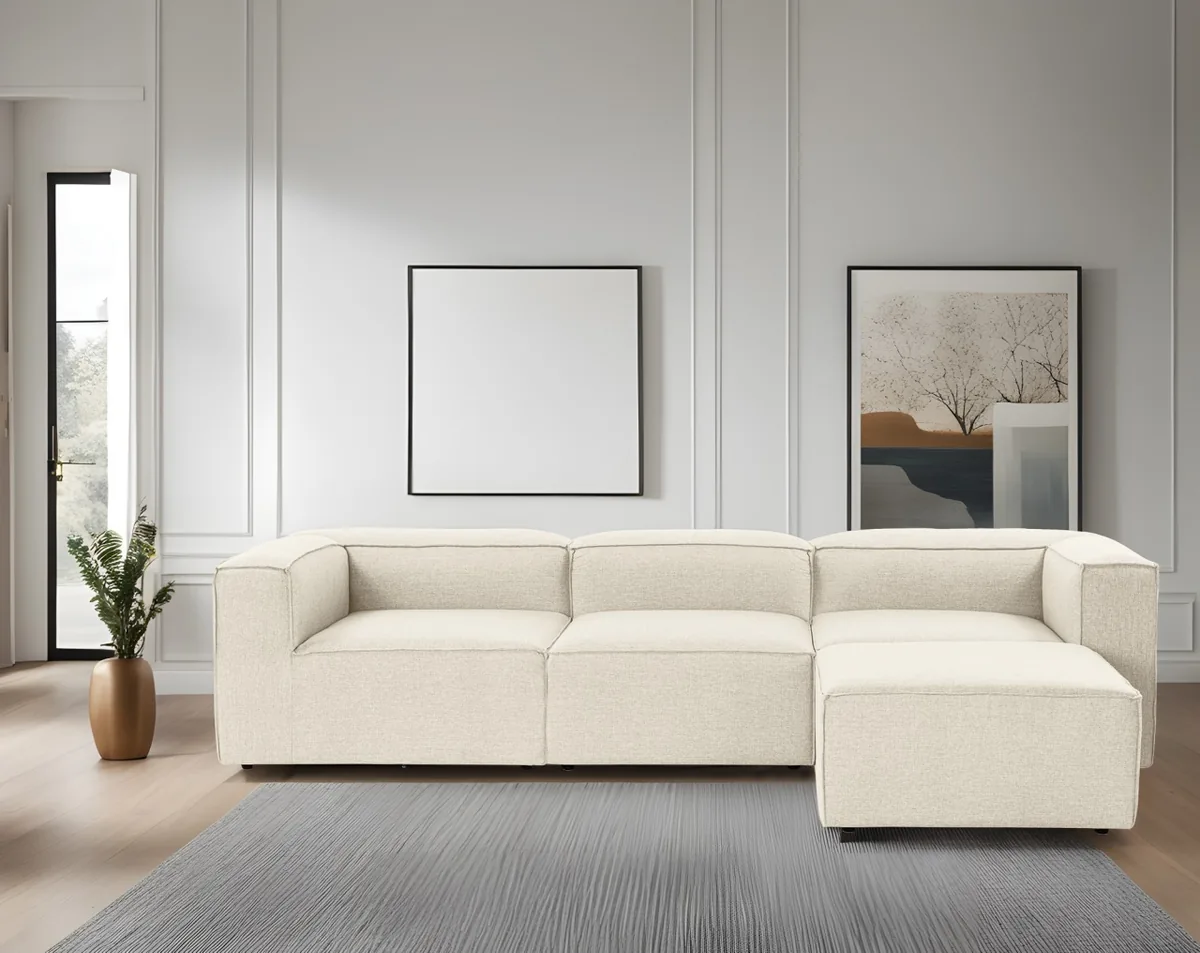 Canapea Coltar Dreapta Salvador Fora Ecru 296x185x66cm
