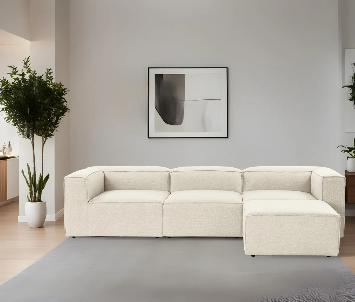 Canapea Coltar Dreapta Salvador Fora Ecru 296x185x66cm - imagine 3