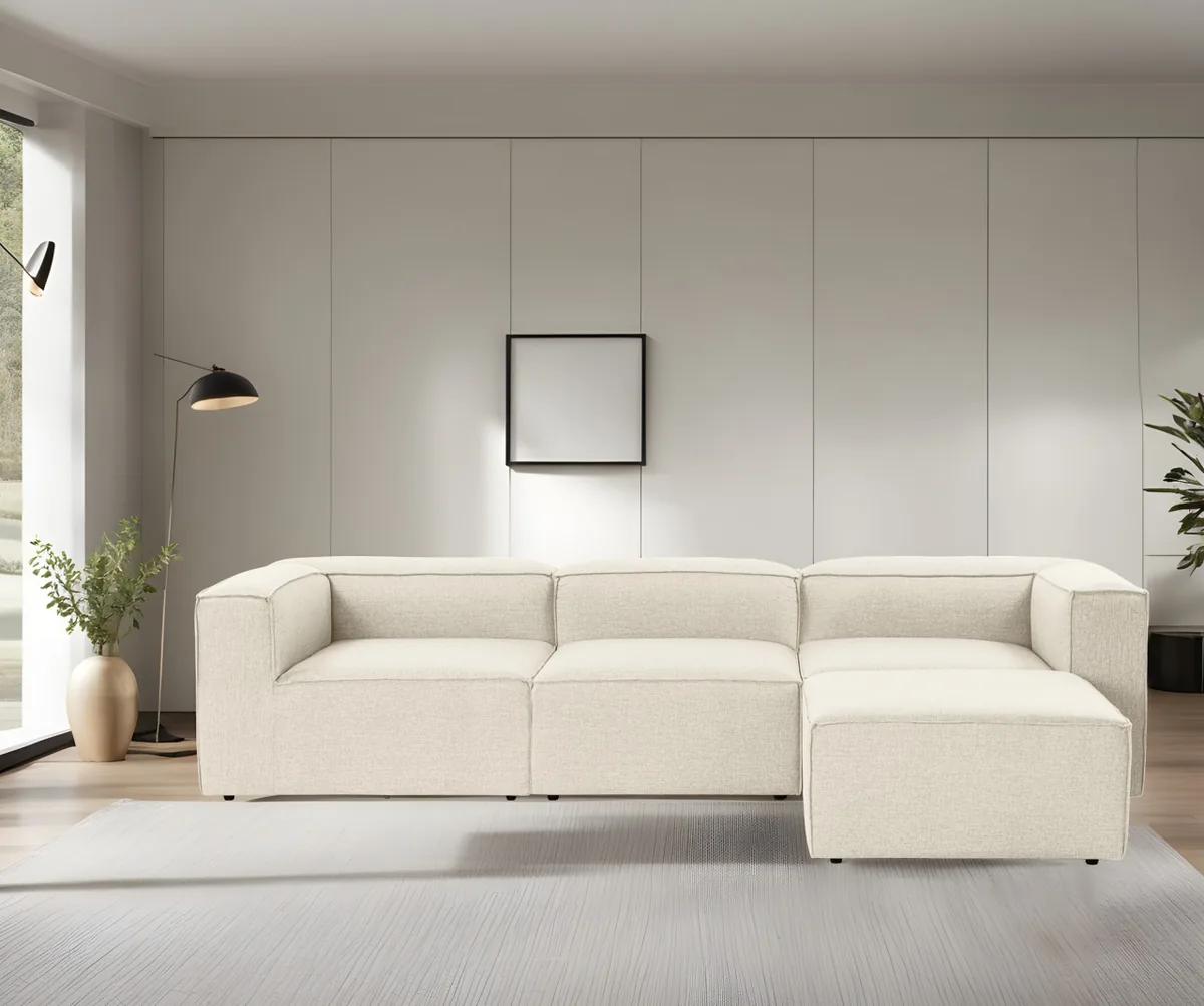 Canapea Coltar Dreapta Salvador Fora Ecru 296x185x66cm - imagine 4