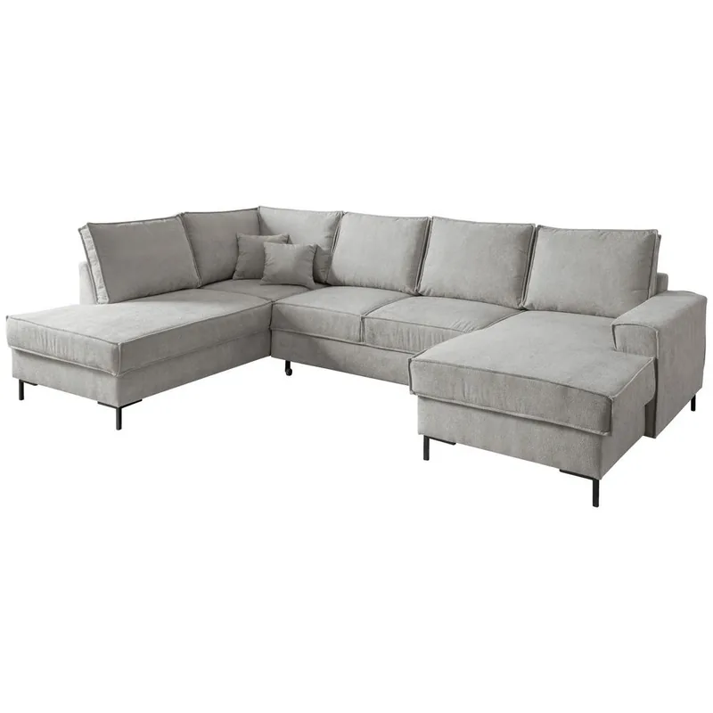 Canapea Coltar Extensibil Mid.You U Gri Argintiu Textil 6 Locuri