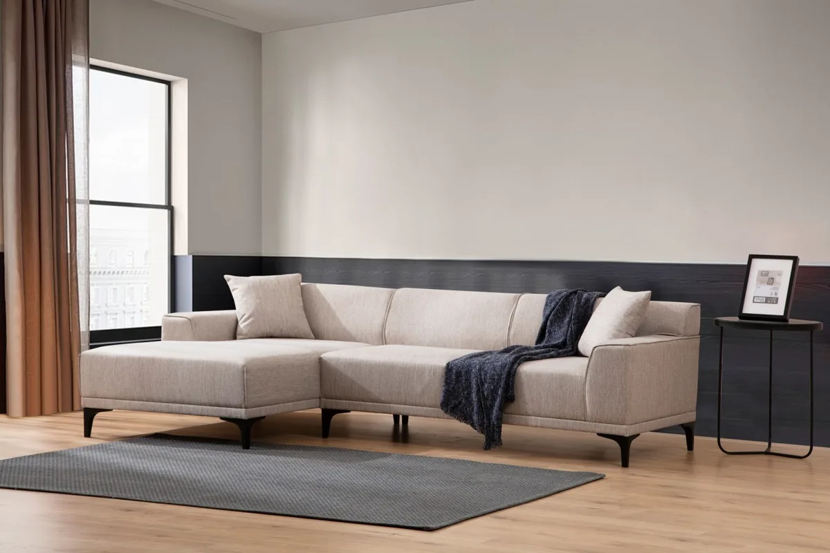 Canapea Coltar Petra Salvador Alb 145x250x69cm - imagine 2