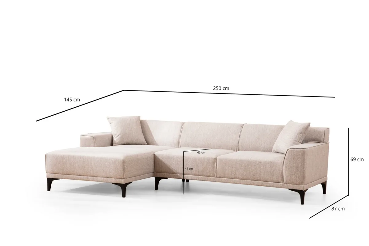Canapea Coltar Petra Salvador Alb 145x250x69cm - imagine 8