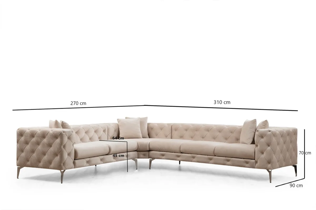 Canapea Coltar Salvador Como Ecru Dreapta 310x70x270cm - imagine 6