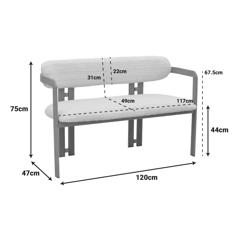 Canapea cu 2 Locuri Pako World Pako Negru 120x47x78cm - imagine 8