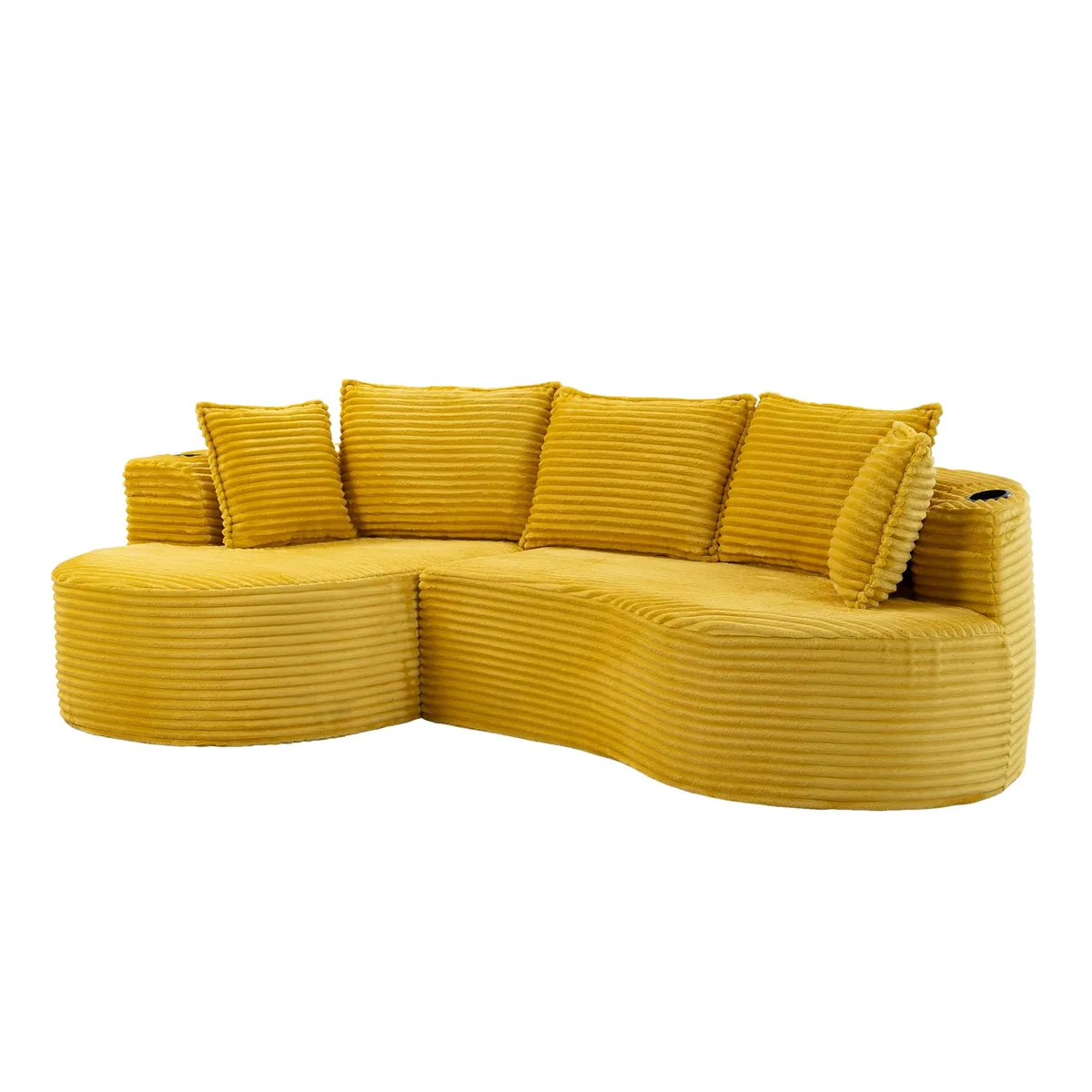 Canapea Curba Gomyway Home Catifea Galben Mustar