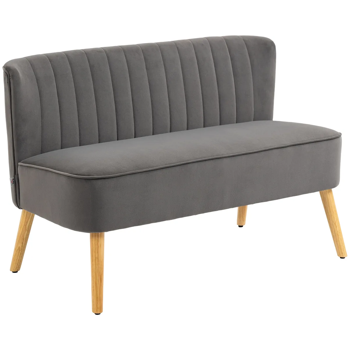 Canapea de 2 Locuri Homcom Design Retro Gri Inchis 117cm
