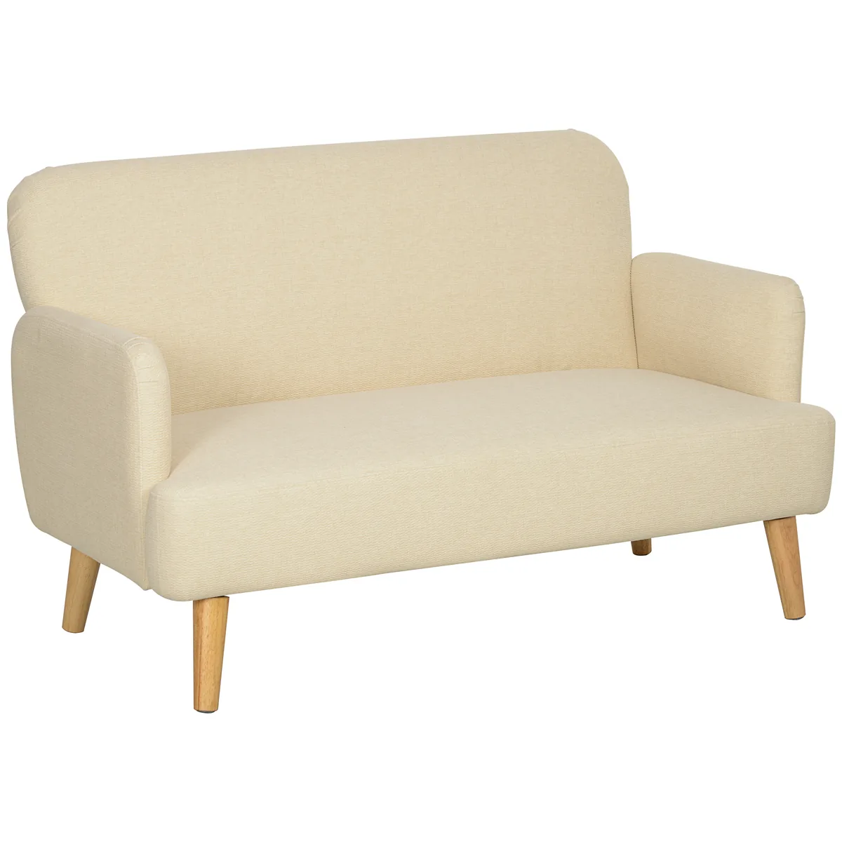 Canapea de Doua Locuri Homcom Compacta 130x74x79cm Alb Crem