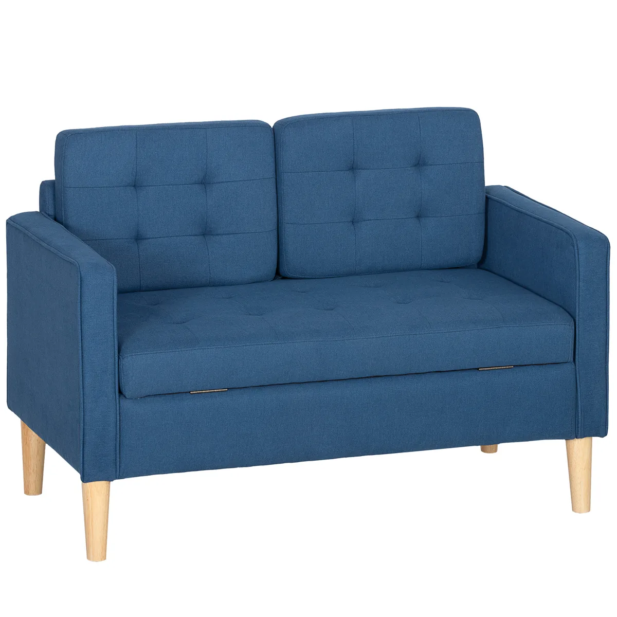 Canapea de Doua Locuri HOMCOM cu Depozitare Albastru 117x62x78cm