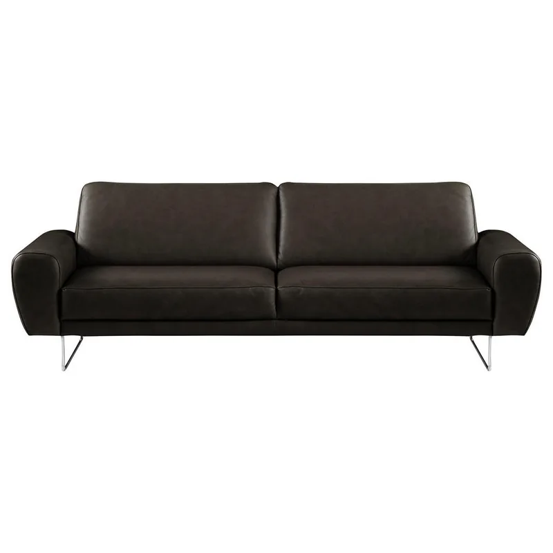 Canapea de Living Livetastic 3 Locuri Piele 100% Semi-Anilina Negru Crom