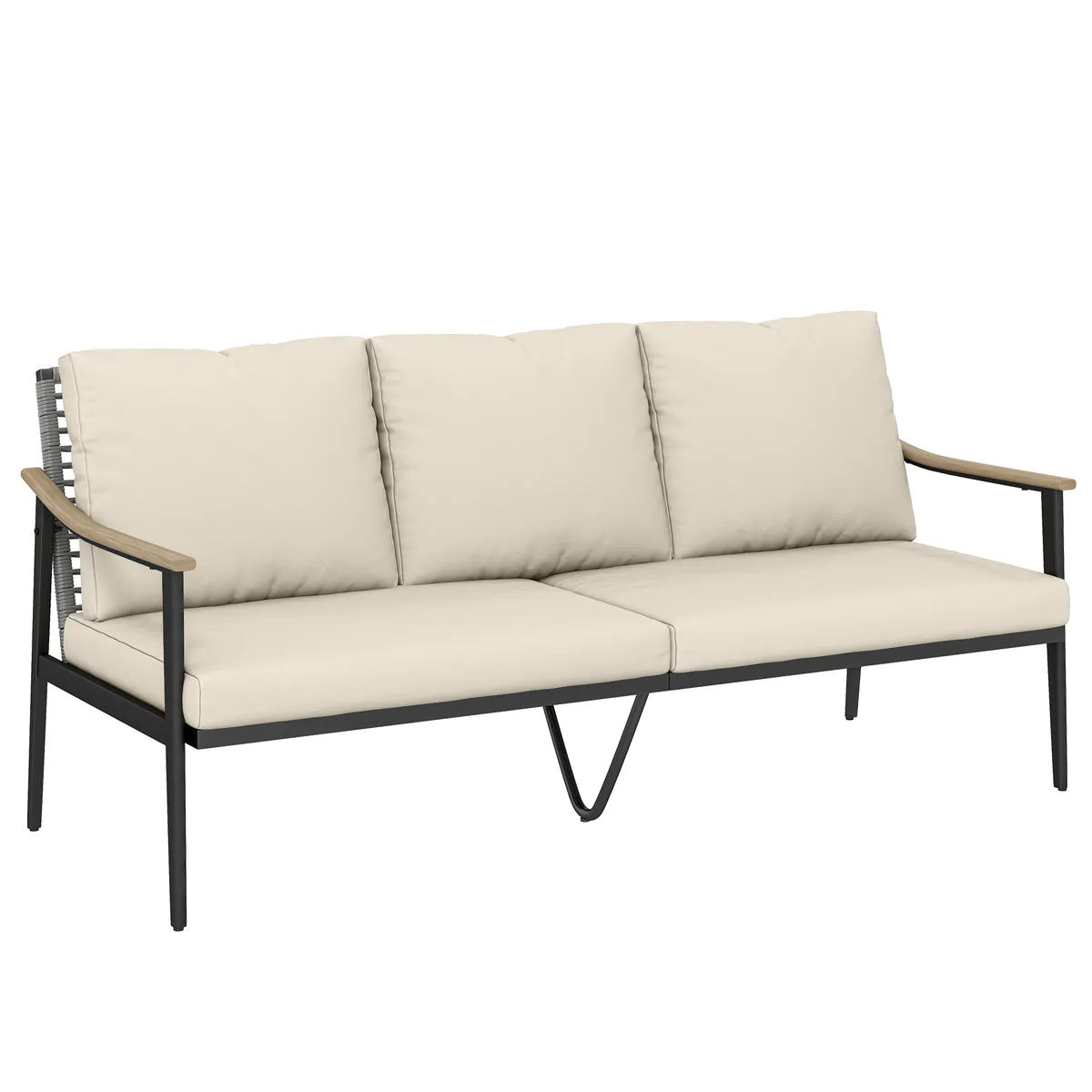 Canapea de Terasa Outsunny Rattan Negru
