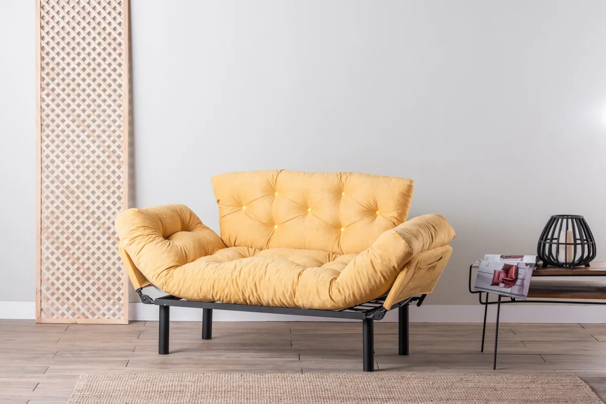 Canapea Extensibila 2 Locuri Nitta Mustar 187x70cm