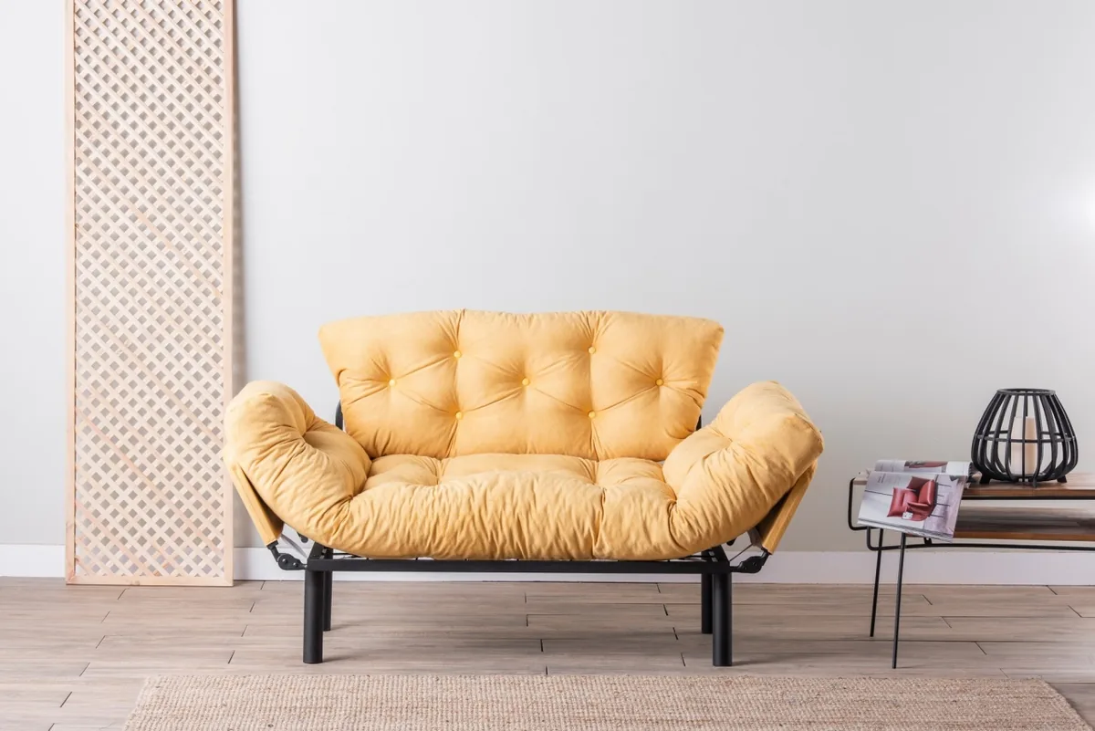 Canapea Extensibila 2 Locuri Nitta Mustar 187x70cm - imagine 2