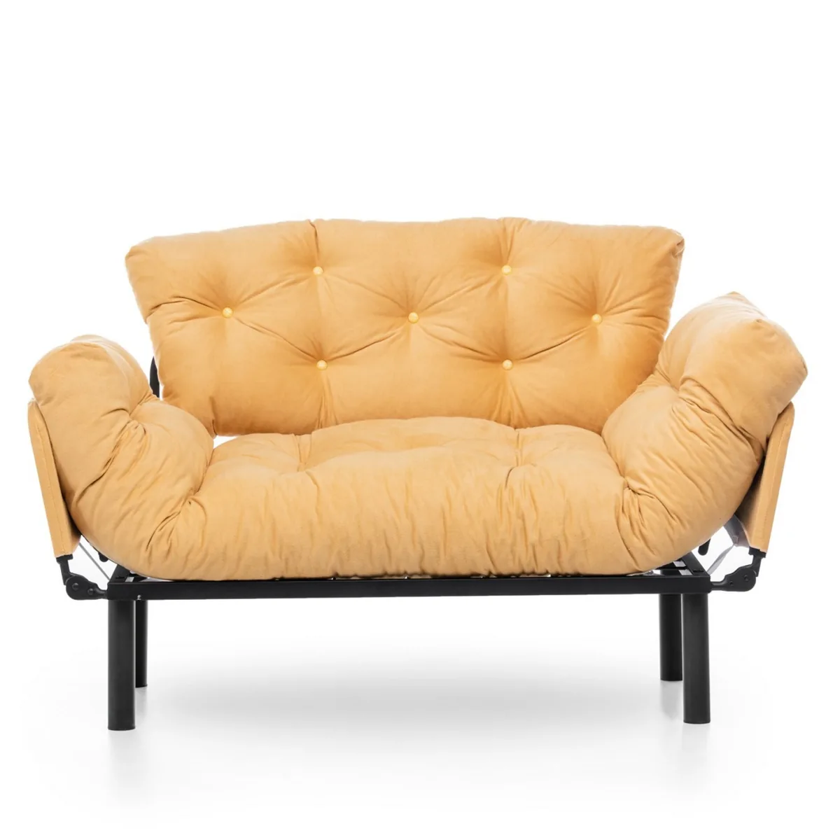 Canapea Extensibila 2 Locuri Nitta Mustar 187x70cm - imagine 3