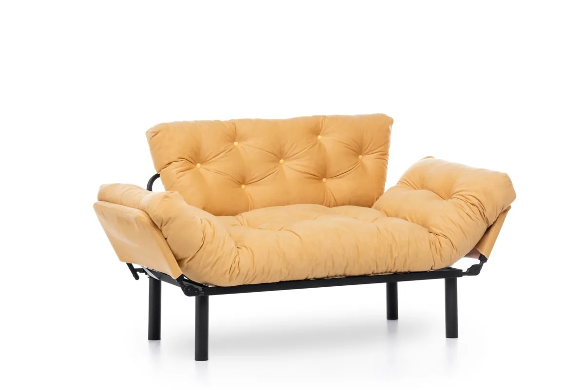 Canapea Extensibila 2 Locuri Nitta Mustar 187x70cm - imagine 4