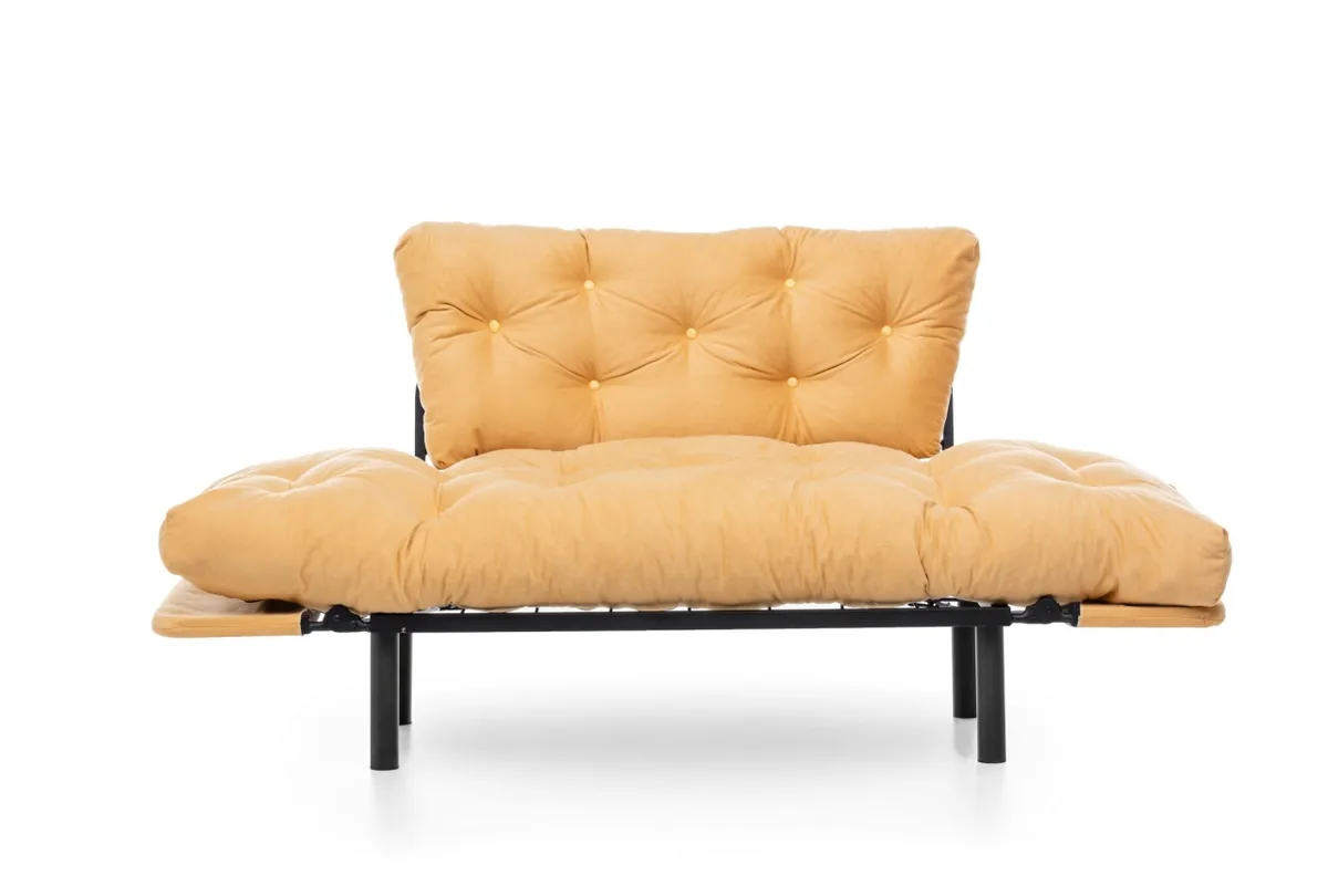 Canapea Extensibila 2 Locuri Nitta Mustar 187x70cm - imagine 5