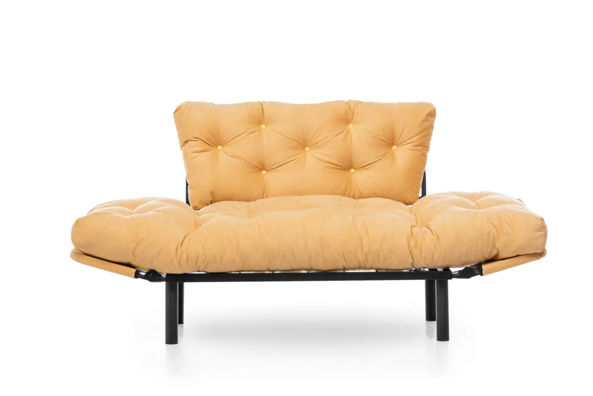 Canapea Extensibila 2 Locuri Nitta Mustar 187x70cm - imagine 6