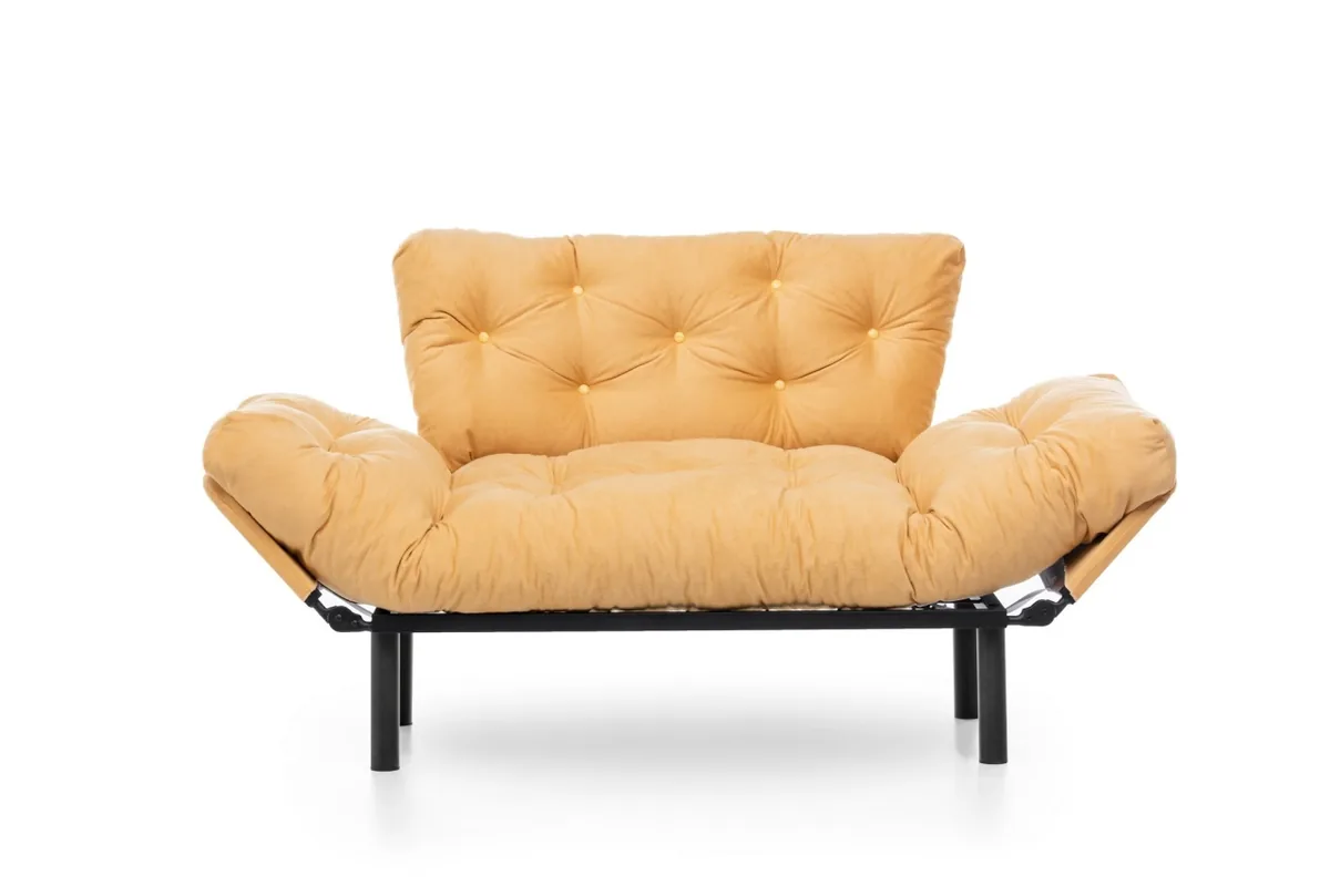 Canapea Extensibila 2 Locuri Nitta Mustar 187x70cm - imagine 8
