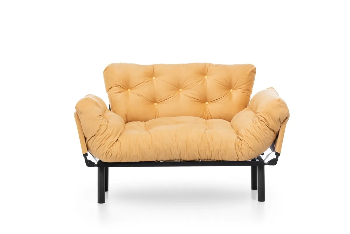Canapea Extensibila 2 Locuri Nitta Mustar 187x70cm - imagine 9