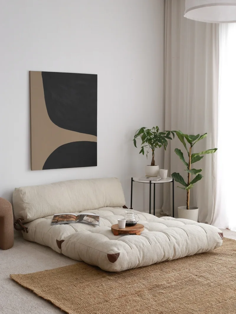 Canapea Extensibila 2 Locuri Salvador Fold Crem 120x79x75cm - imagine 2